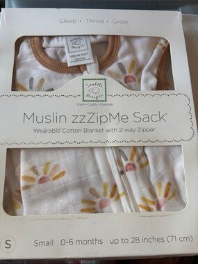 Swaddle Designs Sunburst Muslin zzZipMe Sack - White, Tan, Yellow, Pink